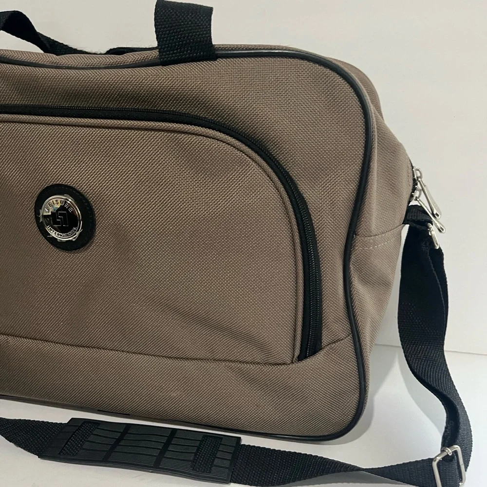 Leisure International Luggage tan Canvas Cosmetic Toiletry Travel Bag EUC